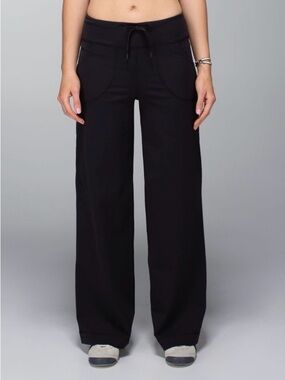 Lululemon Still Pant Black Wide Leg Drawstring Yoga Travel Pants Size 12 NWT